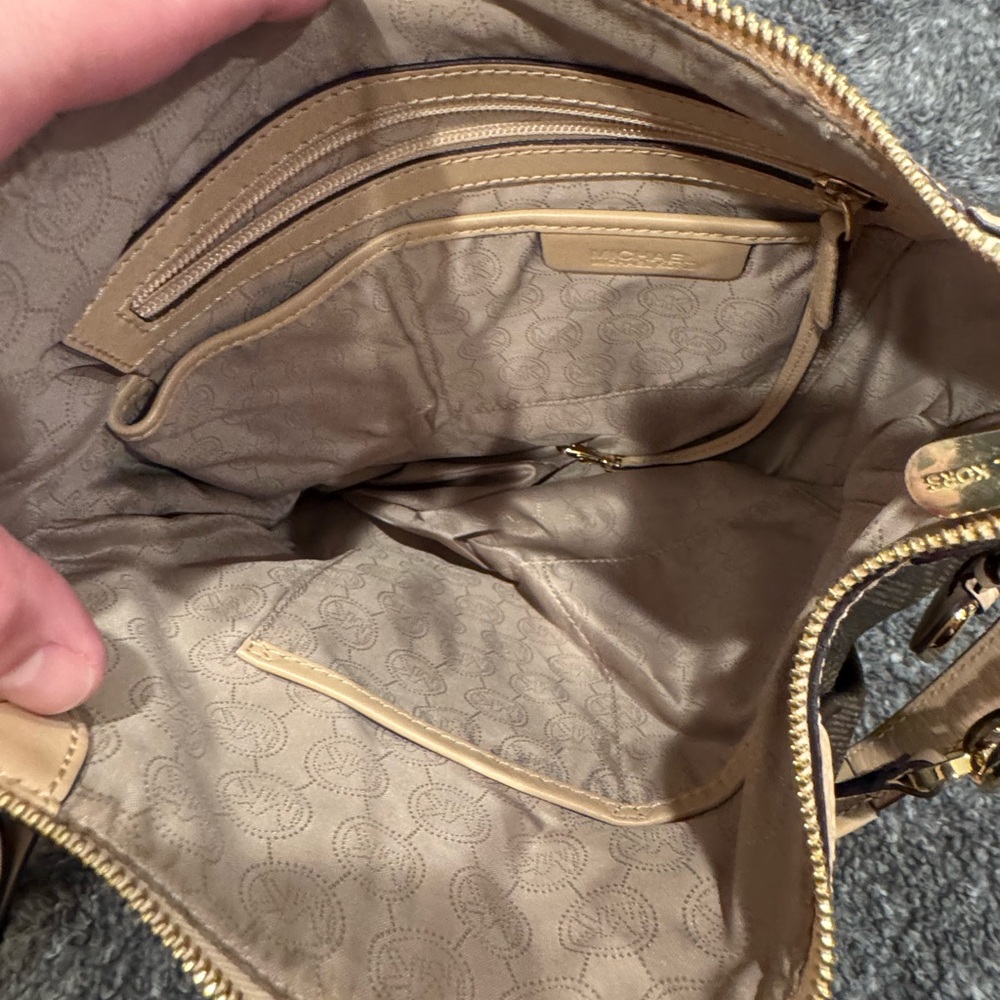 Michael Kors Brown and Tan Shoulder Bag with Monogram Print - Picture 5 of 9